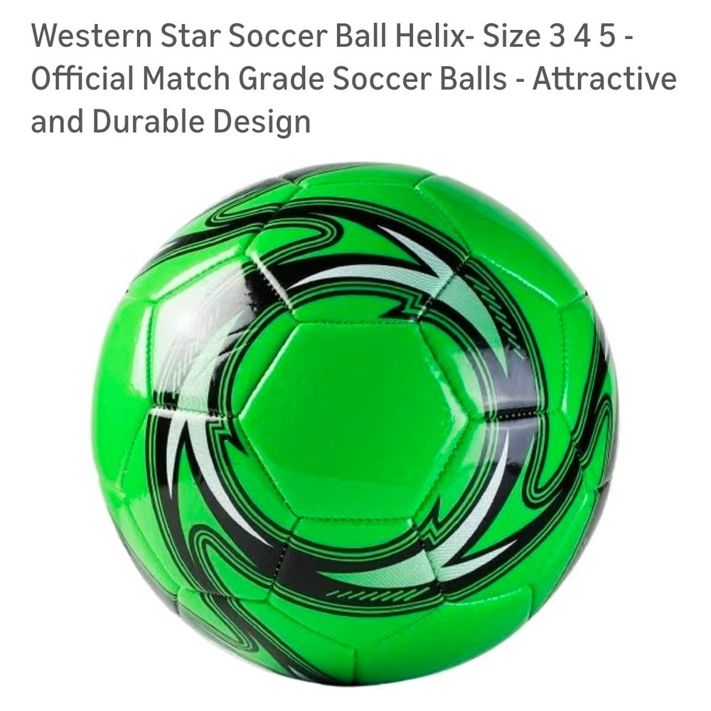 Western Star Helix Soccer Ball Size 4 Neon Green Black Youth Match Training NEW